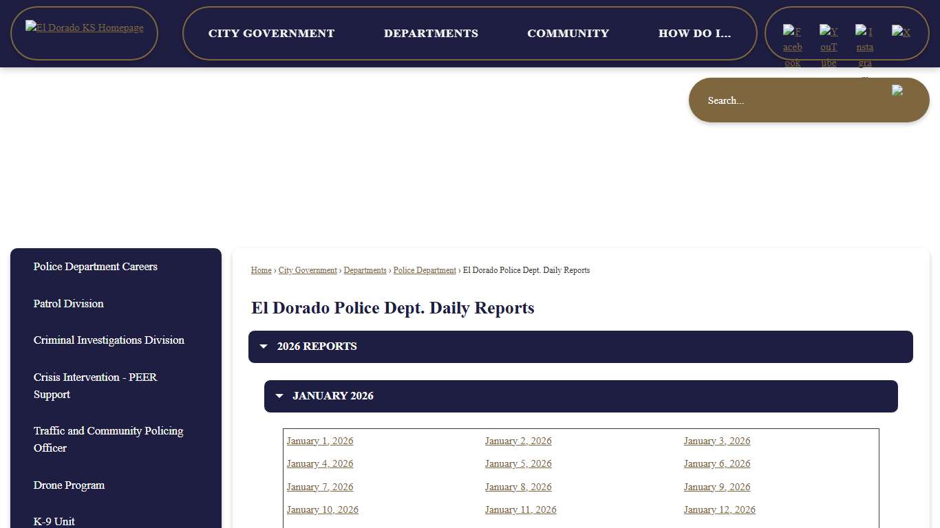 El Dorado Police Dept. Daily Reports El Dorado, KS - Official Website